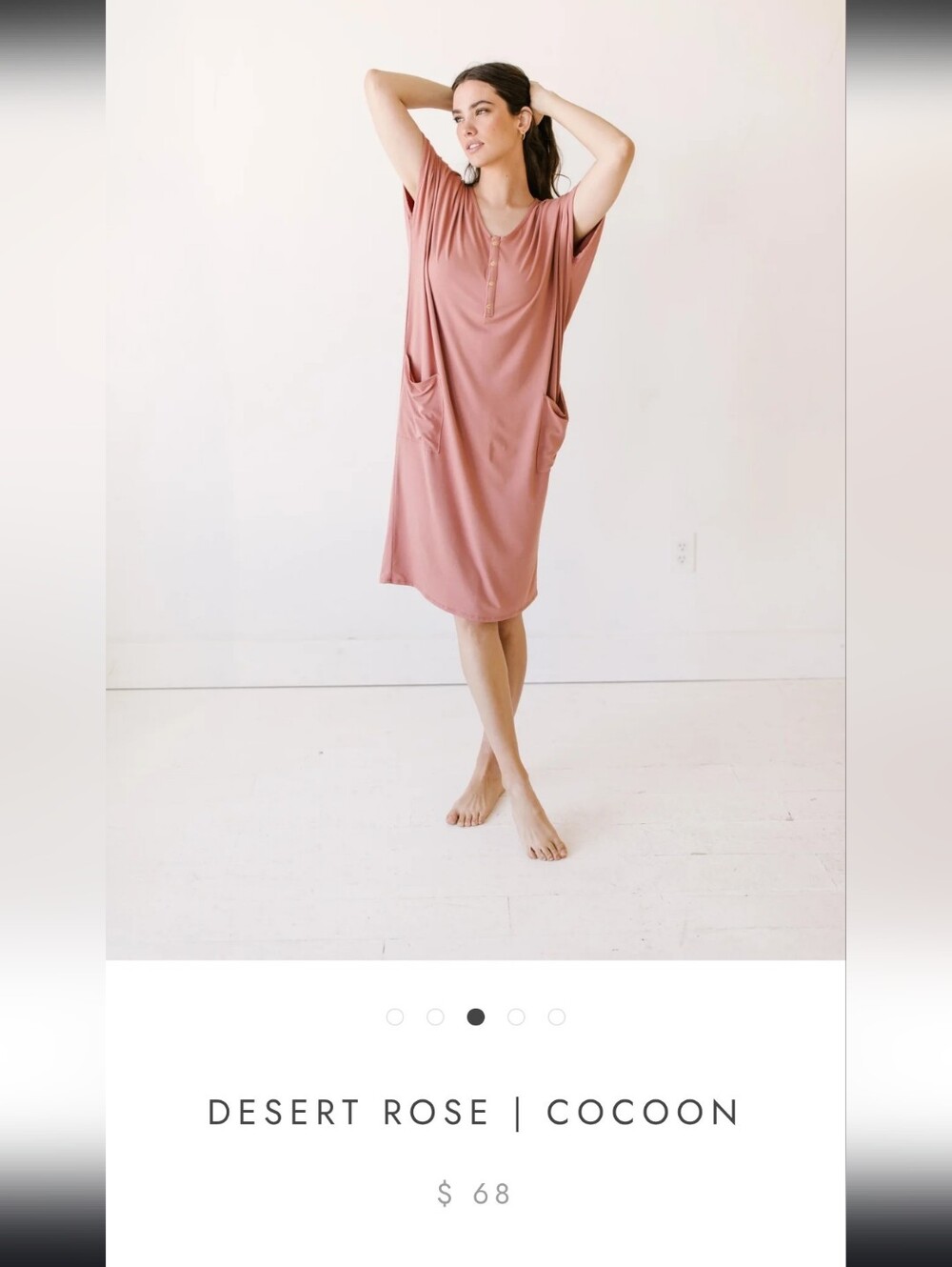 Dwell And Slumber One Size Maternity Postpartum Desert Rose Nightdress Cocoon - Picture 3 of 13